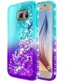 thumbnail image 2 of Nagebee Case for Samsung Galaxy S7 with Tempered Glass Screen Protector, Glitter Liquid Floating Gradient Sparkling Bling Diamond, Durable Girls Women Cute Case (Aqua/Purple), 2 of 5