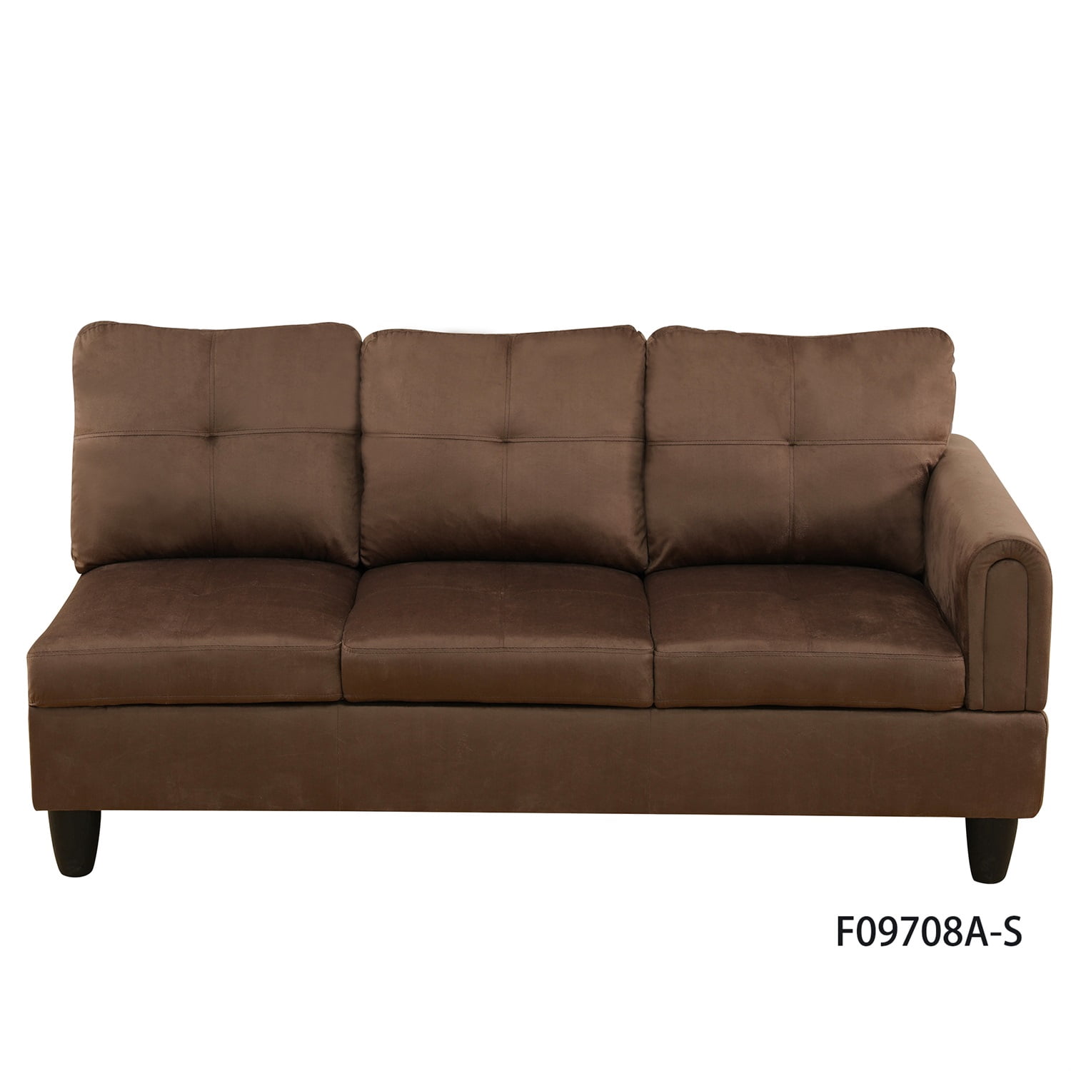 Hommoo L Shaped Couch Set Sectional Sofa Set, Flannel Living Room Furniture Sets, 4-Seat Couches and Sofa Set for Home, Apartment, Dorm, Chocolate(No Ottoman)