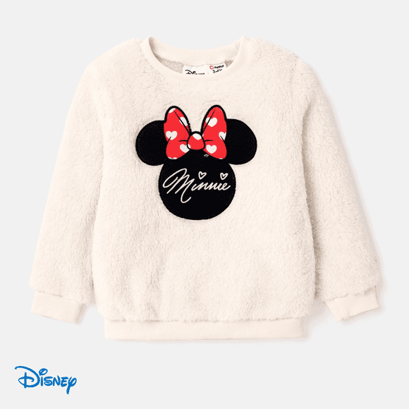 Disney Mickey Toddler Girls Sweatshirts Character Graphic Long Sleeve Furry Pullover Tee Sizes 2-6