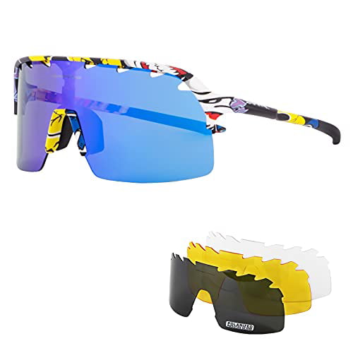 Unisex multi-colored Cycling Sunglasses with 5 lenses by KAPVOE TR90 