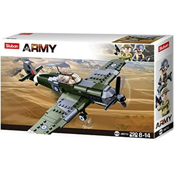 Texas Toy Distribution 712 WWII Royal Air Force Spitfire Plane Building Brick Kit, 297 Piece