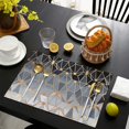 thumbnail image 4 of Gold Black Checkered Pattern Summer Placemats Table Placemats Set Of 4-Linen Kitchen Washable Placemats Table Mats 11.8"x17.7" Non-Slip Heat Resistant, 4 of 6