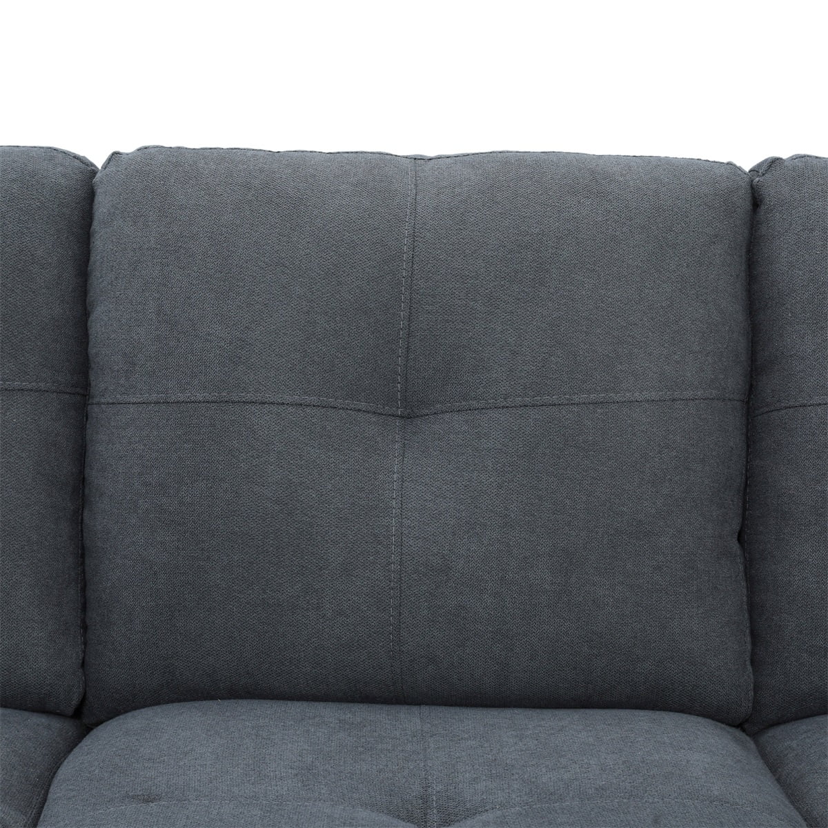 Hommoo Flannel Living Room Furniture Sets, 4-Seat Couches and Sofa Set, L Shaped Couch Set Sectional Sofa Set for Home, Apartment, Dorm, Dark Gray(No Ottoman)