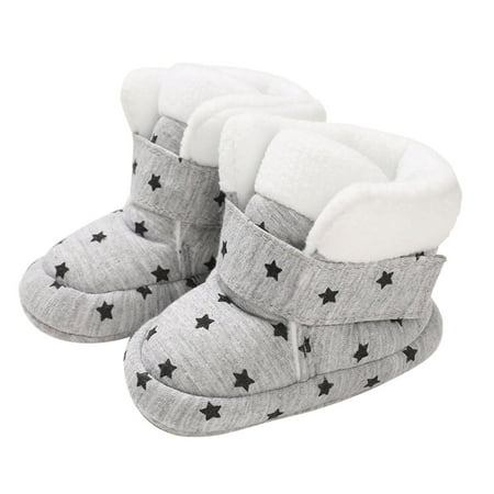 

Children Baby Boots Boys Girls Cotton Shoes High Top Cotton Wool Warm Flat Non-Slip Hook Loop Solid Color Soft Comfortable Shoes