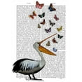 thumbnail image 2 of Fab Funky 19x24 White Modern Wood Framed Museum Art Print Titled - Pelican and Butterflies, 2 of 4