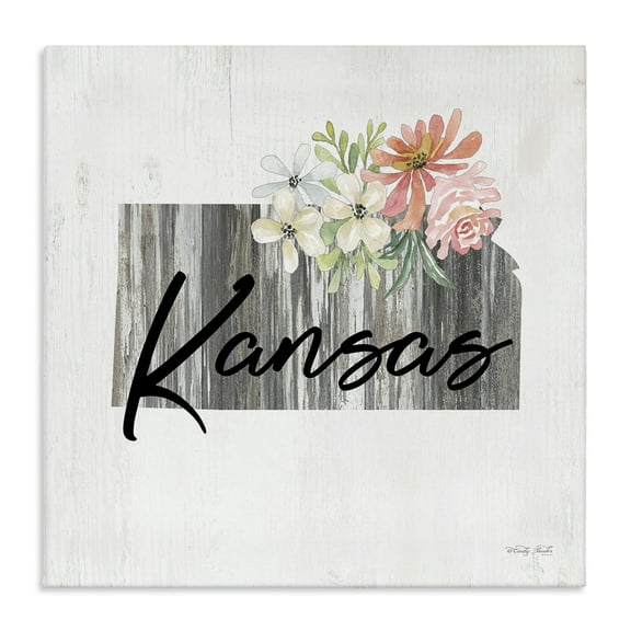 Stupell Industries Shabby Chic Kansas Botanical & Floral Painting Gallery Wrapped Canvas Art Print Wall Art, 17 x 17