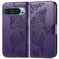 thumbnail image 2 of Dteck Butterfly Pattern Wallet Case for Google Pixel 9 / 9 Pro,Magnetic Leather Card Slots Flip Case Shockproof Kickstand Cover with Wrist Strap for Google Pixel 9 / 9 Pro,Purple, 2 of 4
