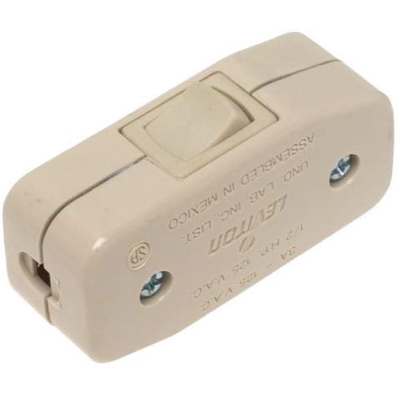 Leviton 5410-I 3Amp 125V Heavy Duty Feed Thru Rocker Appliance Switch, Ivory