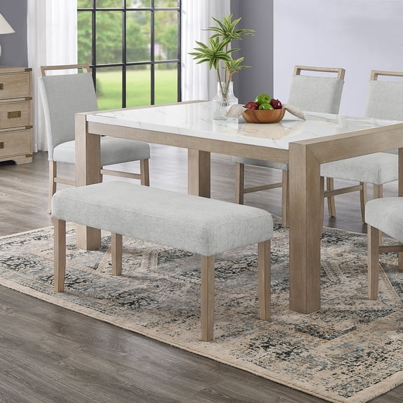 Nmkwnr Dining Bench with Wood Frame, Fabric Upholstered Bench for Living Room, Dining Room, Light Gray(Only 1 Pack Bench)