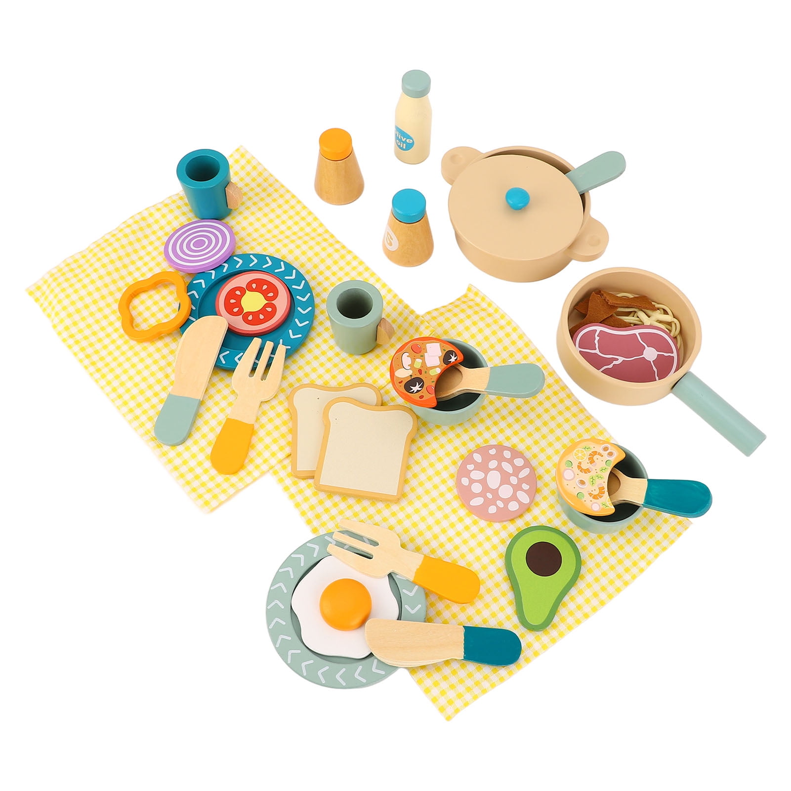 Kitchen Wooden Utensils Play Set Educational Simulated Scene  Role Playing Wood Kitchen Utensils Toys for Kids
