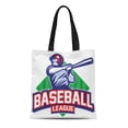 thumbnail image 1 of SIDONKU Canvas Tote Bag Blue Mascot Baseball Player Hit the Ball Red Man Durable Reusable Shopping Shoulder Grocery Bag, 1 of 1