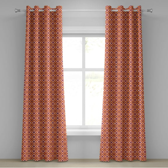 Ambesonne Geometric Grommet Curtain, Dots Squares Checked, 50" x 96", Sky Blue Marigold
