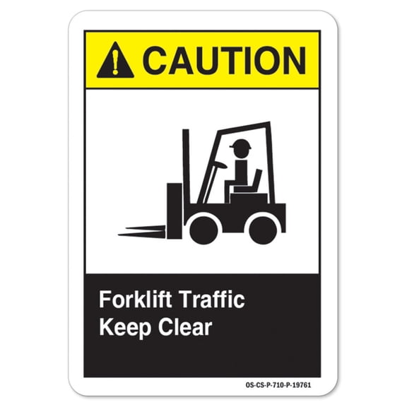 ANSI Caution Sign - Forklift Traffic Keep Clear | Decal | Protect Your Business, Work Site, Warehouse osha safety sign |  Made in the USA