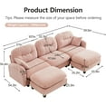thumbnail image 2 of 107" U-Shaped Oversized Chenille Modular Sectional Sofa with 2 Ottoman, High-Density Foam Cushions, Tufted Pleated Cushion Backrest, Modern 3-Seater Couch with 2 Pillow, for Living Room, Pink, 2 of 7