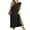 01-Black, variant on Women Summer Round Neck Casual Loose Split Wrinkle-Free Long Maxi Vacation Dress with Pockets Black L