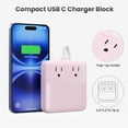 thumbnail image 6 of USB C Charger Block,135W GaN IV Fast Charging Station Hub,6-in-1 USB C Power Strip with Flat Plug and 5ft Cord,2 AC,2 USB A,2 USB C,PD 65W Laptop Charger for MacBook Air/Pro,iPhone16/15,Samsung-Pink, 6 of 7
