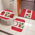 thumbnail image 5 of Spring Summer Floral Bathroom Rugs Set Red Flowers Green Leaf Rustic Farmhouse Non Slip Absorbent Soft Bath Mats 3 Piece Set with Bathroom Rug, U-Shaped Floor Mat, Toilet Seat Cover Large Size, 5 of 9