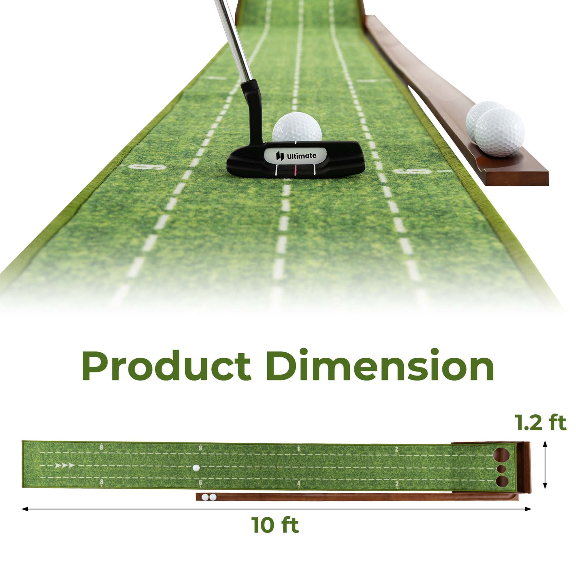 Costway Putting Green Practice Golf Putting Mat with Auto Ball Return and 3 Hole Sizes