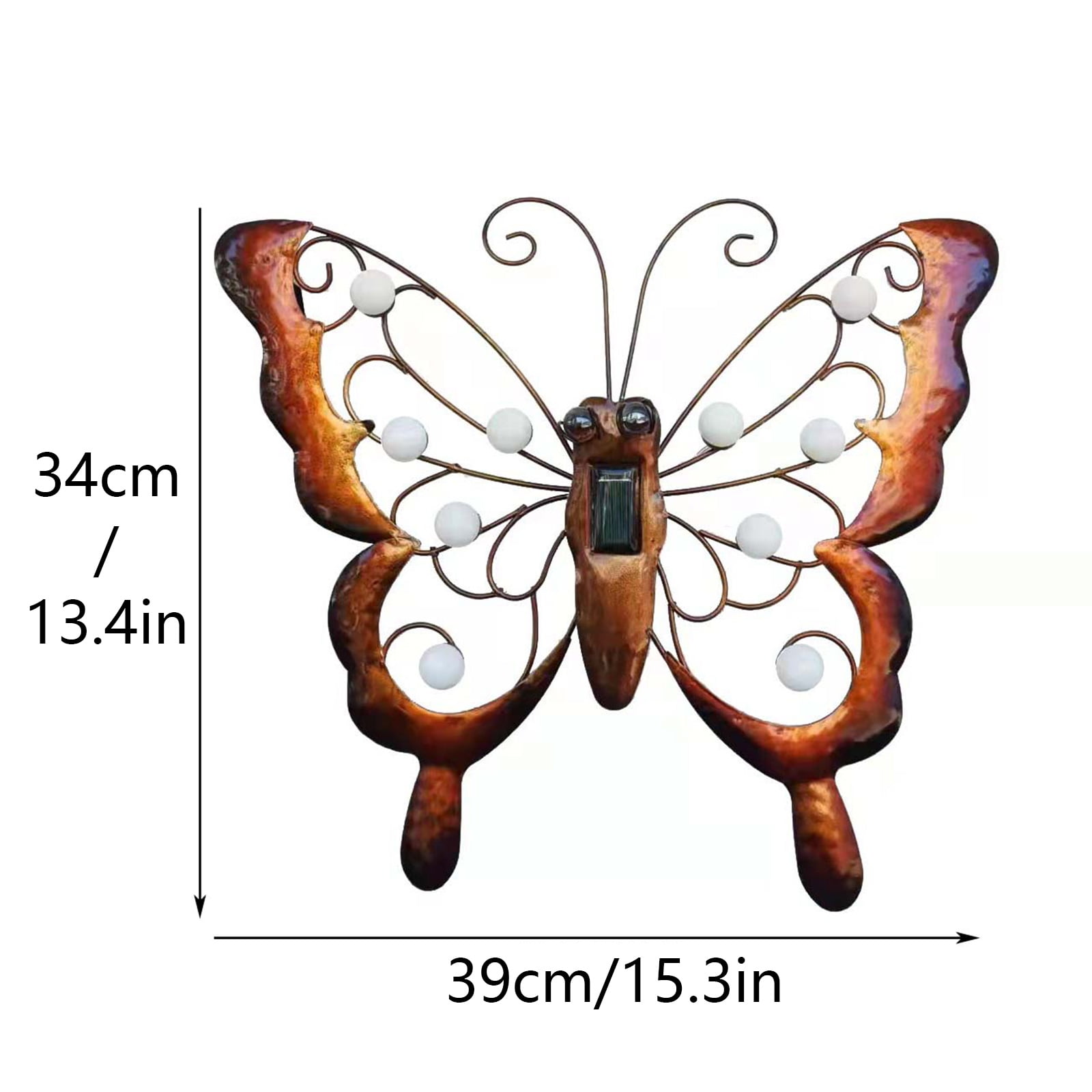 huntermoon Metal Art Sculpture Wall Decor Solar Wrought Iron Wall Hanging  Butterfly Dragonfly Frog Decoration
