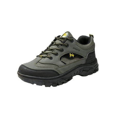 

Gomelly Men Comfortable Ankle Boots Athletic Round Toe Climbing Sport Breathable Lace Up Trekking Shoe Green 9