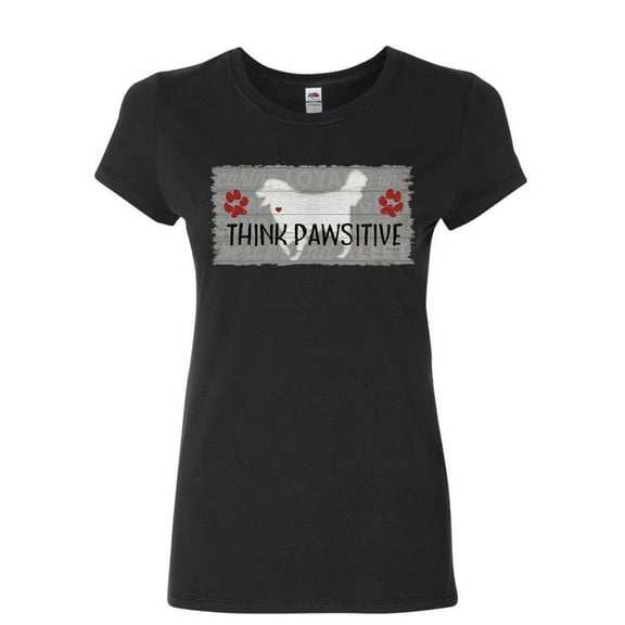 Tee Hunt Think Pawsitive Women's T-Shirt Dog Rescue Breed Retriever Pet Friend Shirt