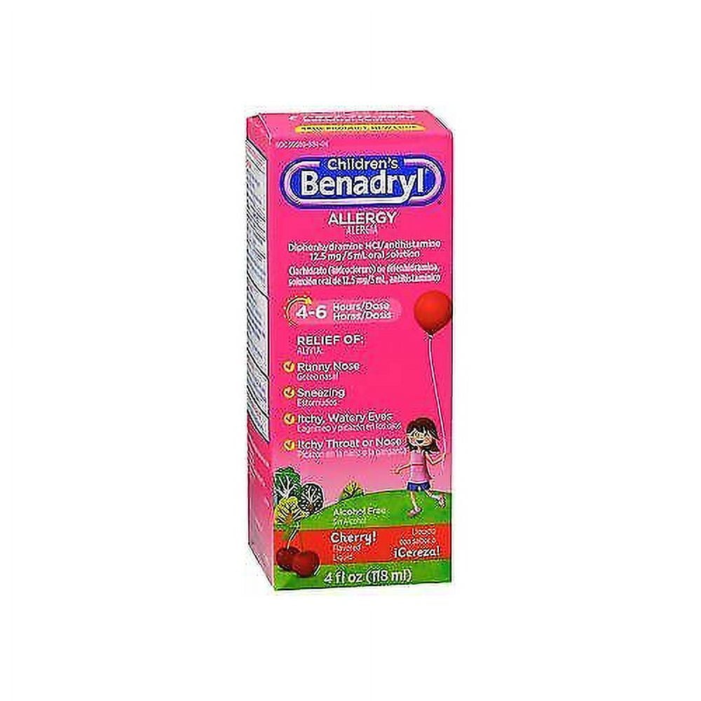 Benadryl Allergy Children's Liquid, Cherry, 4 fl oz (6 Pack) (Bundle)