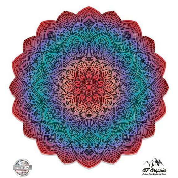 Detailed Mandala Beautiful Flower Design - 3" Vinyl Sticker - For Car Laptop I-Pad Phone Helmet Hard Hat - Waterproof Decal