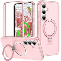 Designed for Samsung Galaxy S25 Case Compatible with Magsafe Stand, Built-in Screen Protector Drop Protection Shockproof Lightweight Slim Translucent 2 In 1 Cover for Galaxy S25, Pink