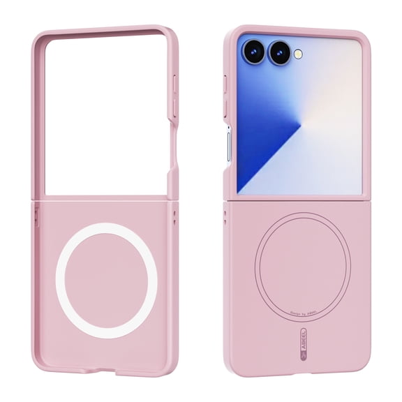 for Samsung Galaxy Z Flip 7 FE / Z Flip 6 Magnetic Case, Compatible with MagSafe, Hard PC Case Shockproof Drop Protection Ultra Slim Lightweight Skin Friendly Phone Case, Pink