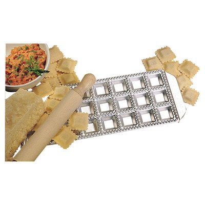 Download Miniature Ravioli Tray with Wooden Roller By Imperia - Italian Stainless Steel - Makes 24 Mini ...