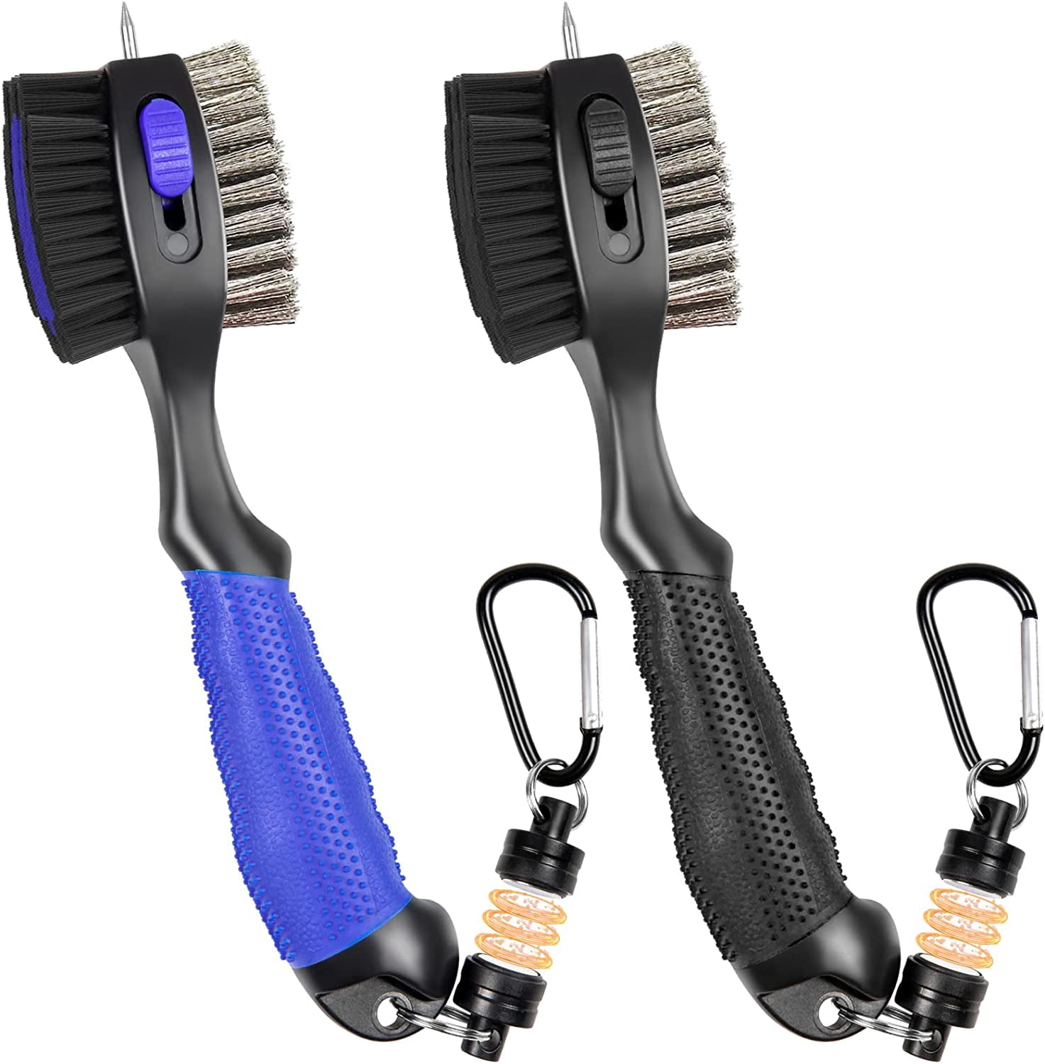 THIODOON 2 Pack Golf Club Brushes and Groove Cleaner with Keychain Oversized Golf Brush