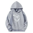 thumbnail image 2 of Eltusu Girls Valentine's Day Hoodies, Loose Fit Pullover Heart Graphic Spring Fall Long Sleeve Sweatshirts Gray Size 9-10 T, 2 of 4