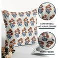 thumbnail image 5 of Navy Blue Orange Floral Block Print Pillow Covers 18x18 Set of 2 Fall Colored Flower Leaves Outdoor Decorative Throw Pillows Farmhouse Pillowcases Linen Cushion Case Decor for Home Sofa Couch Bed, 5 of 6