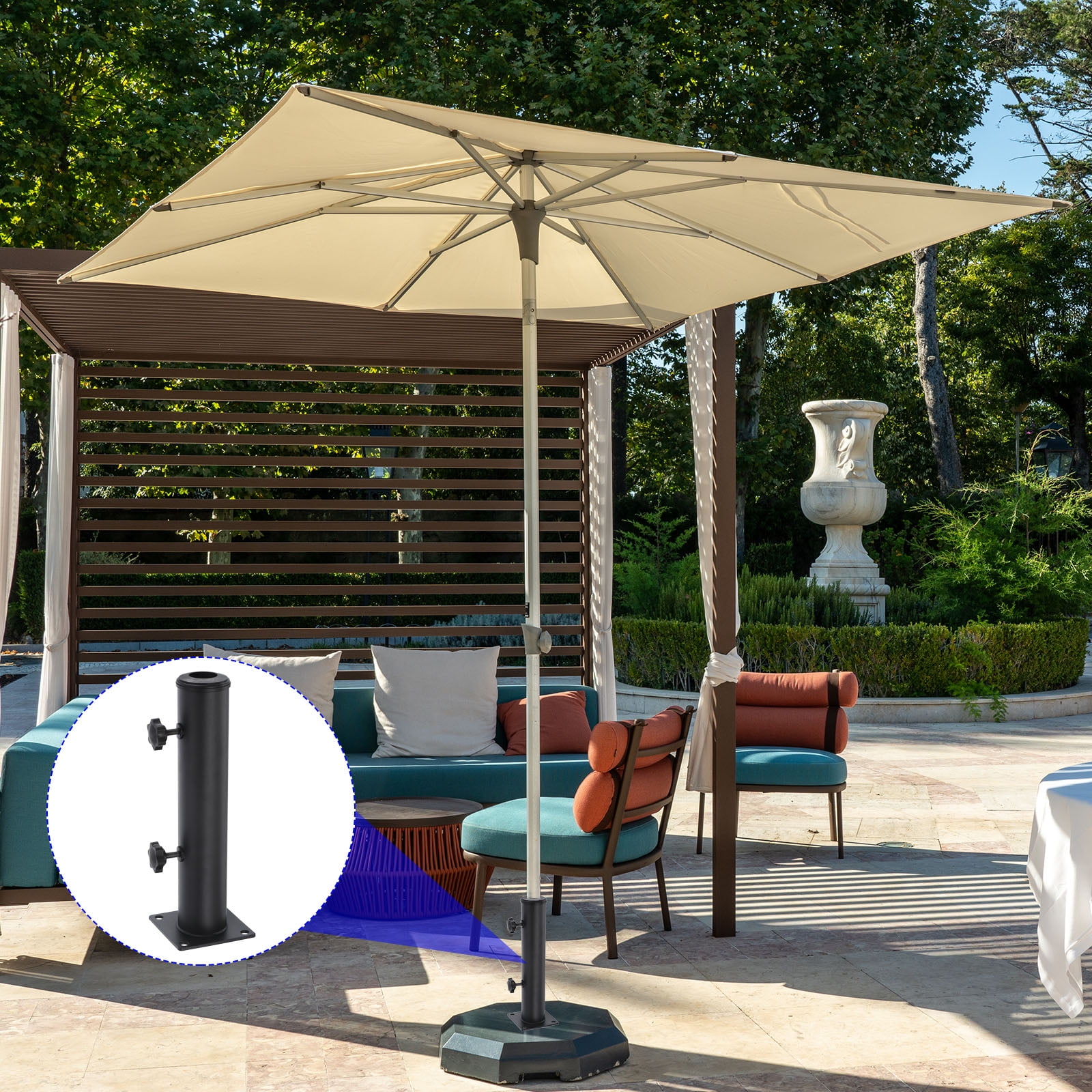 Deck Umbrella Mount Outdoor, 2.16" Diameter Windsock Pole Base Bracket Deck Mount Umbrella Holder