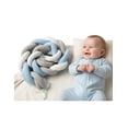 thumbnail image 4 of Protector Cuna Trenza 6 Tubos 2 Mts Bumper Bebe Azul Gris Liso Azul Acero, 4 of 5