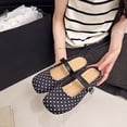 thumbnail image 7 of oqasdz Women's Casual Shoes Lightweight Lace Front Polka Dot Pattern Ballet Shoes Elegant Low Heel Round Toe Ladies Daily Wear Summer Outdoor, 7 of 7