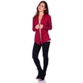 thumbnail image 4 of Simply Ravishing Women's Basic Long Sleeve Hip Length Open Drape Cardigan, Medium, Wine, 4 of 4