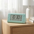 thumbnail image 2 of REGALWOVEN Digital Alarm Clock Large LED Display, Three Alarms, Batteries Powered for Bedroom/Dorm Green 4.9"L x 3.0"W x 2.6"H, 2 of 7
