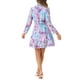 thumbnail image 3 of Vestido Mini Casual de Chifón con Cuello Fruncido y Volantes para Mujeres Chic Floral de Manga Larga en Azul M, 3 of 6