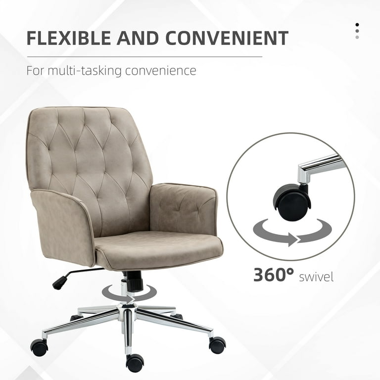 Vinsetto Ergonomic Home Office Chair High Back Task Computer Desk Chair  with Padded Armrests, Linen Fabric, Swivel Wheels, and Adjustable Height,  gray