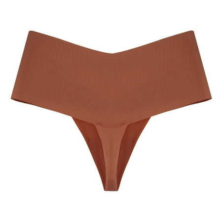 Pavied Panties for Women Seamless Underwear Plus Size Underwear Hot Girls Panty Yoga Underwear Bikini String Seamless Thongs Underwear Solid Nylon Ice Silk High Waisted Underwear E XL