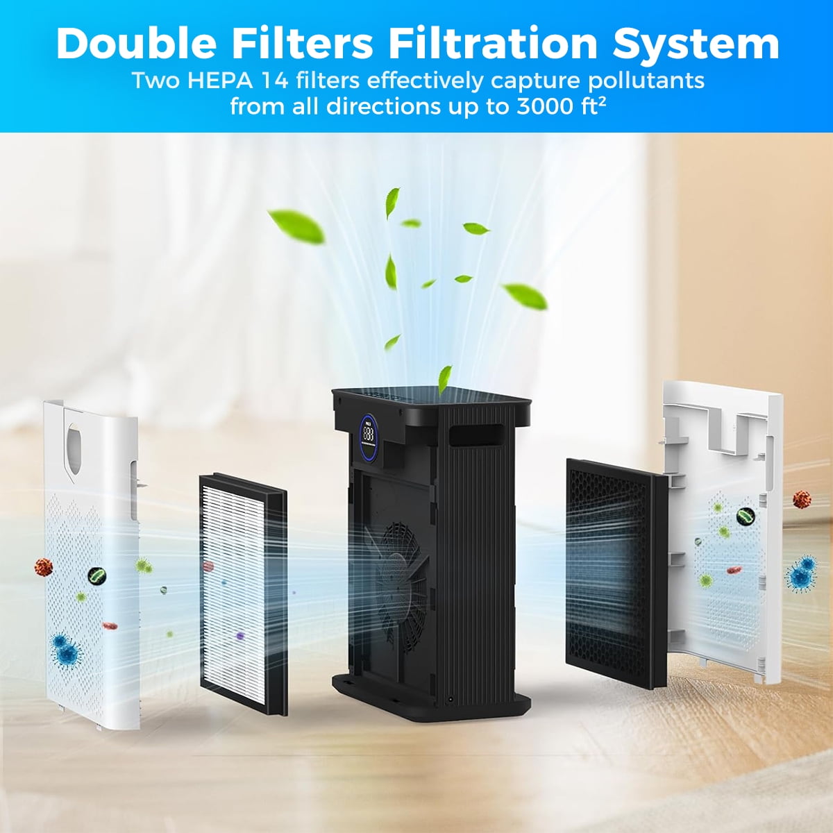 H14 HEPA Filter 2 Pack,Compatible with AIRFIRE H14 HEPA Air Purifiers&JOWSET HEPA 14 Air Purifier.Model AP303/AP304,Removes 99.997% Smoke, Allergens, Odors.