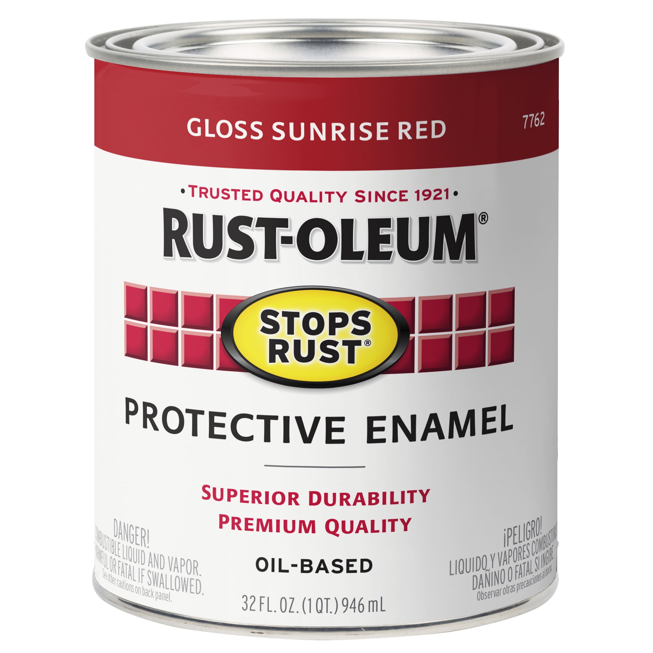 2 Pack, Sunrise Red, Rust-Oleum Stops Rust Gloss Protective Enamel- 7762502, Quart