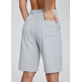 thumbnail image 2 of BALEAF Women's Cotton Bermuda Long Shorts 10" Knee Length Loose Plus Size Drawstring Waist Sweat Shorts with Pockets Casual Summer Light Gray Size XXXL, 2 of 6