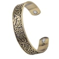 thumbnail image 3 of ​Brazalete ancho abierto de material acero inoxidable con runas nórdicas Oro antiguo, 3 of 9