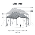 thumbnail image 3 of 10*20 Heavy Duty Carport Canopy - Extra Large Portable Car Tent Garage with Adjustable Peak Height from 9.5ft to 11ft,Removable Roof &Side Walls for Car, SUV,Boats, 3 of 9