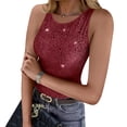 thumbnail image 2 of Posijego Womens Sequin Tank Tops Glitter Night out Party Top Sleeveless Dressy Blouses Womens Clubwear Tank Shirts, 2 of 9