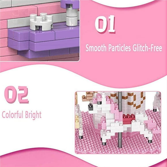 stanreset Carousel Model Building Set Amusement Park Carousel Building Block Set Micro Blocks DIY Toys for Kids Adults