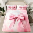 thumbnail image 2 of Manfei Vintage Pink Bowknot Twin Sheet Sets, Oil Printing Artwork Twin Fitted Sheet, Teens Girls Kids Flat Sheet, Breathable Home Decor, 3pcs, 2 of 7