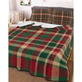 thumbnail image 3 of Quilts Full Size Bedding Set, Autumn Plaid Lightweight Quilted Comforter, Red Green Tartan Gingham Farmhouse Checkered Soft Reversible Bedspread Coverlet with Pillow Covers for All Season, 78" x 90", 3 of 7